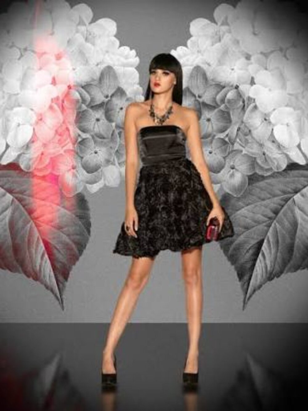 Christopher Straub for Maurices Black Satin Rosette Strapless Dress Size 9